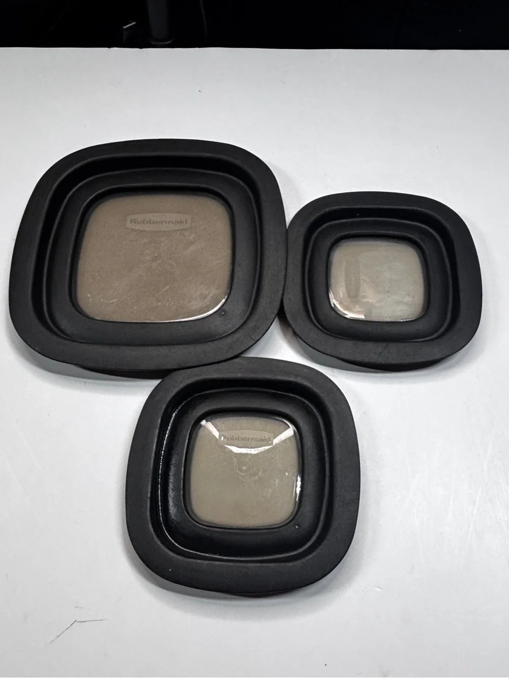 3 Rubbermaid Premier Container Replacement Lids ONLY Window Slate Gray